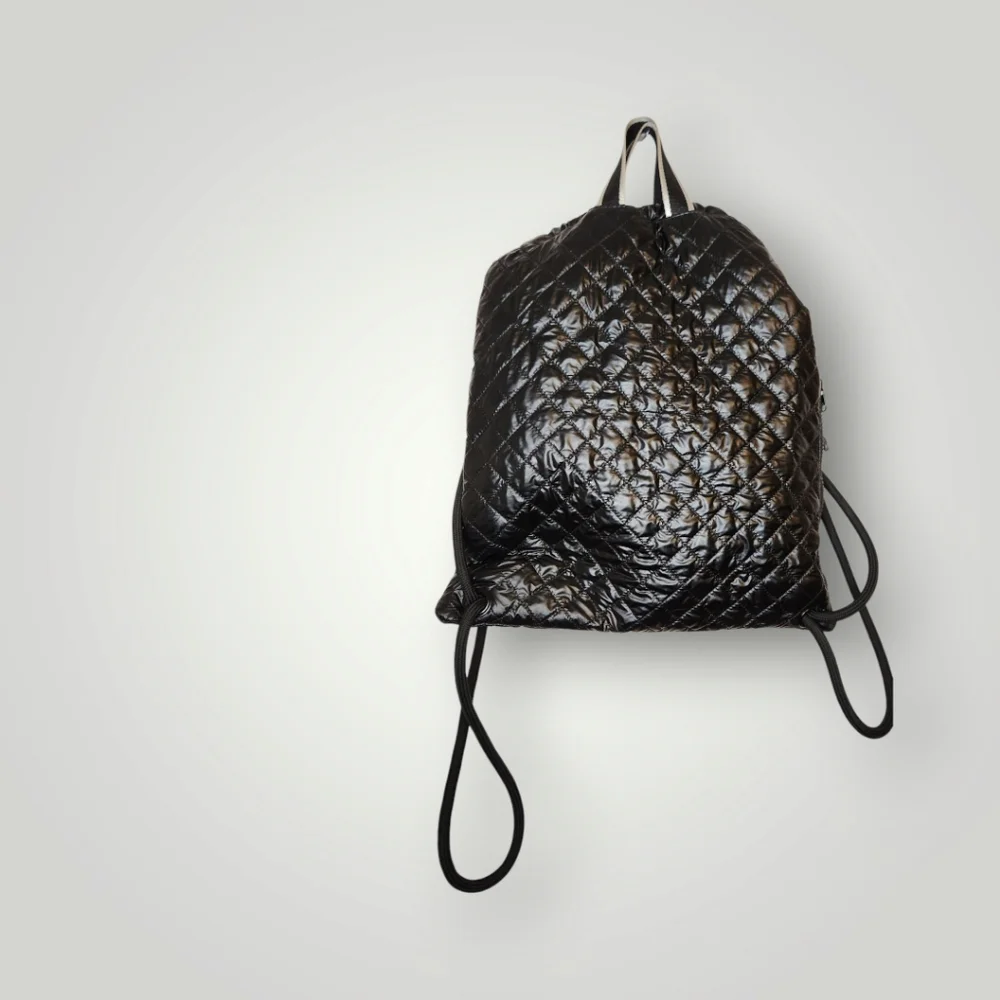 Zyia active quilted drawstring backpack USA Black Bag